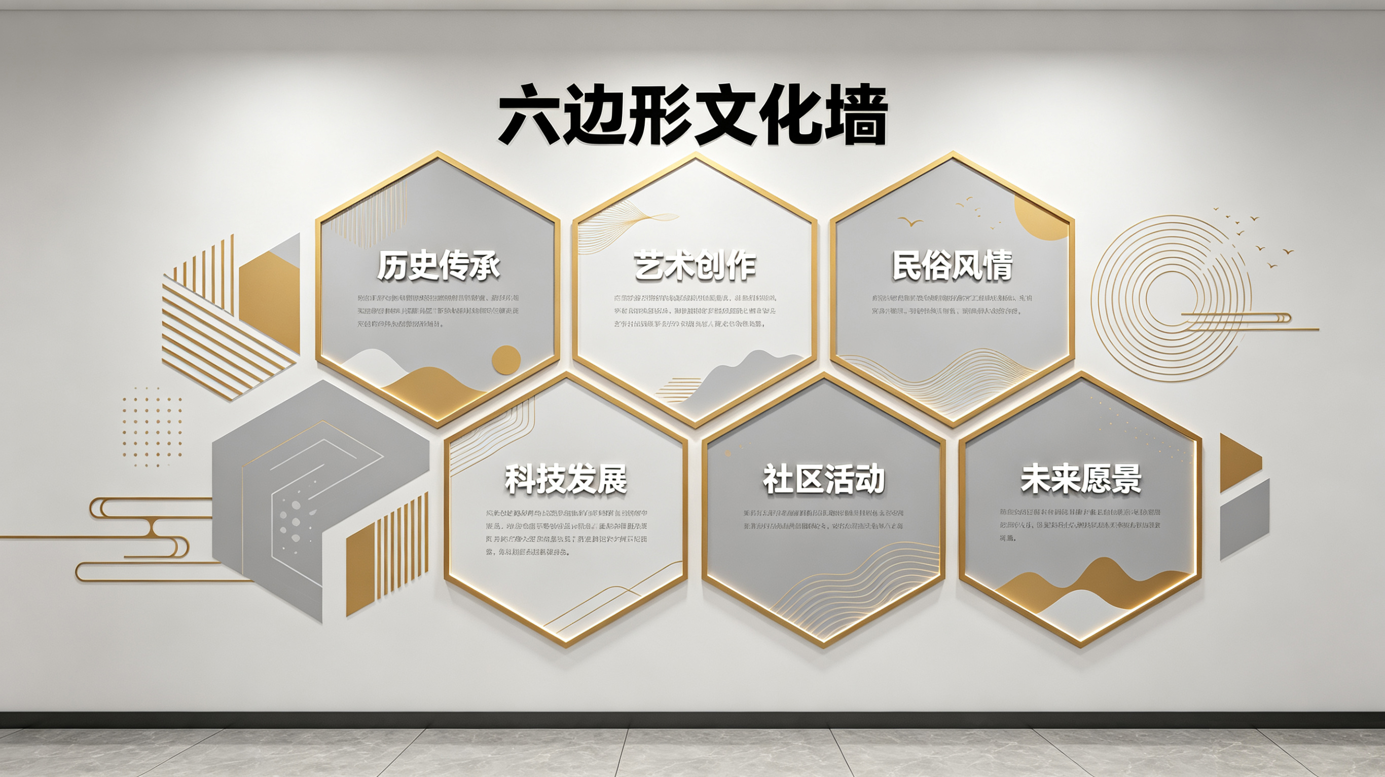 河口企业文化墙 | 六边形信息美学